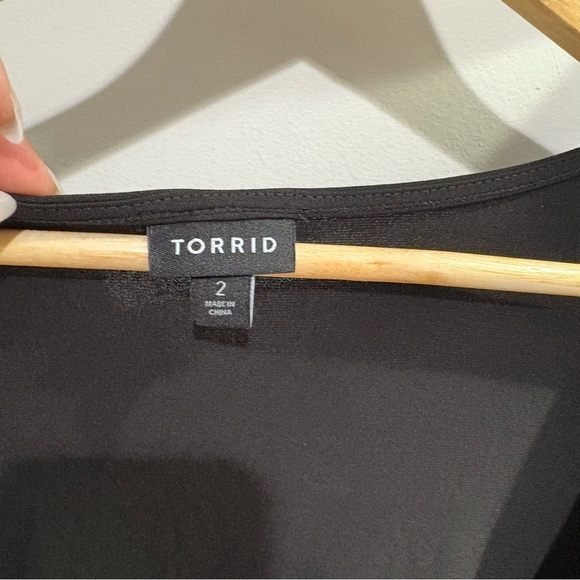 Torrid Elegant Wrap Style Black Blouse - Picture 8 of 8